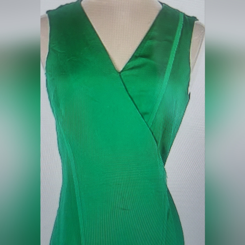 Banana Republic Green Wrap Midi Silk Sleeveless Dress NWT - Picture 2 of 11